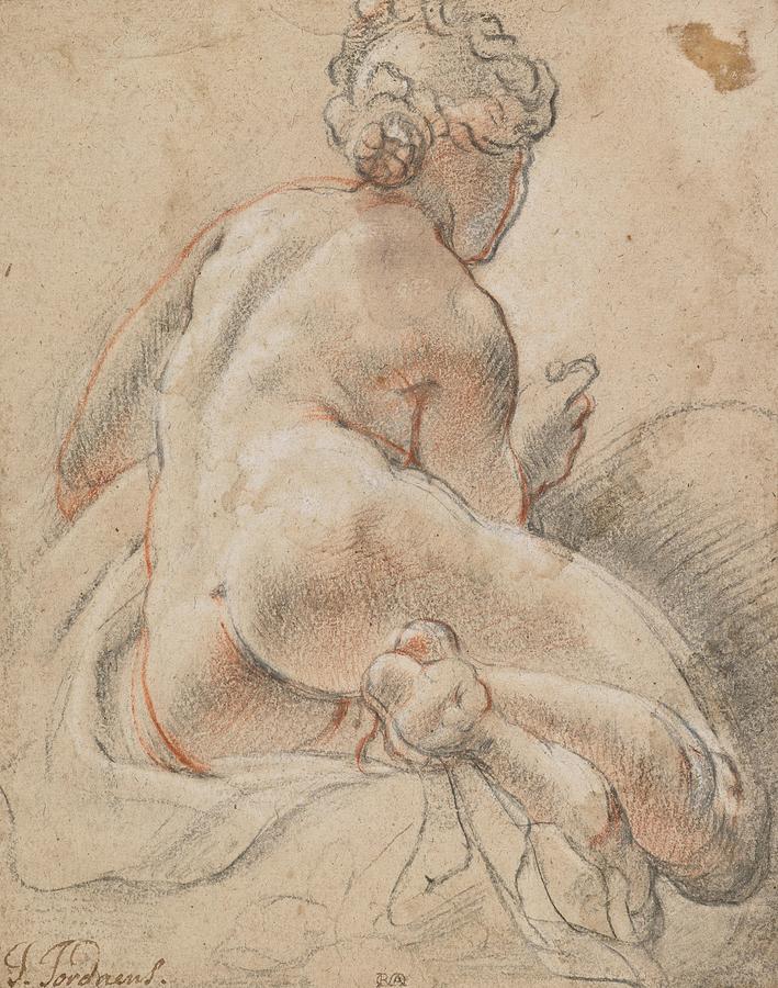 Jacob Jordaens Painting - Female Nude  Seen from the Back  by Jacob Jordaens