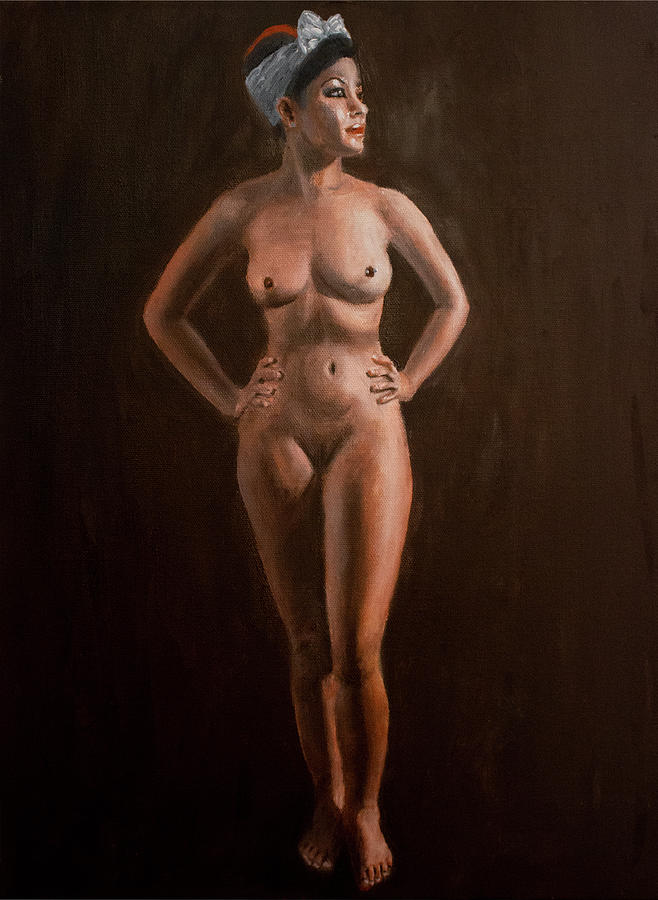 Female Nude Standing Study Painting