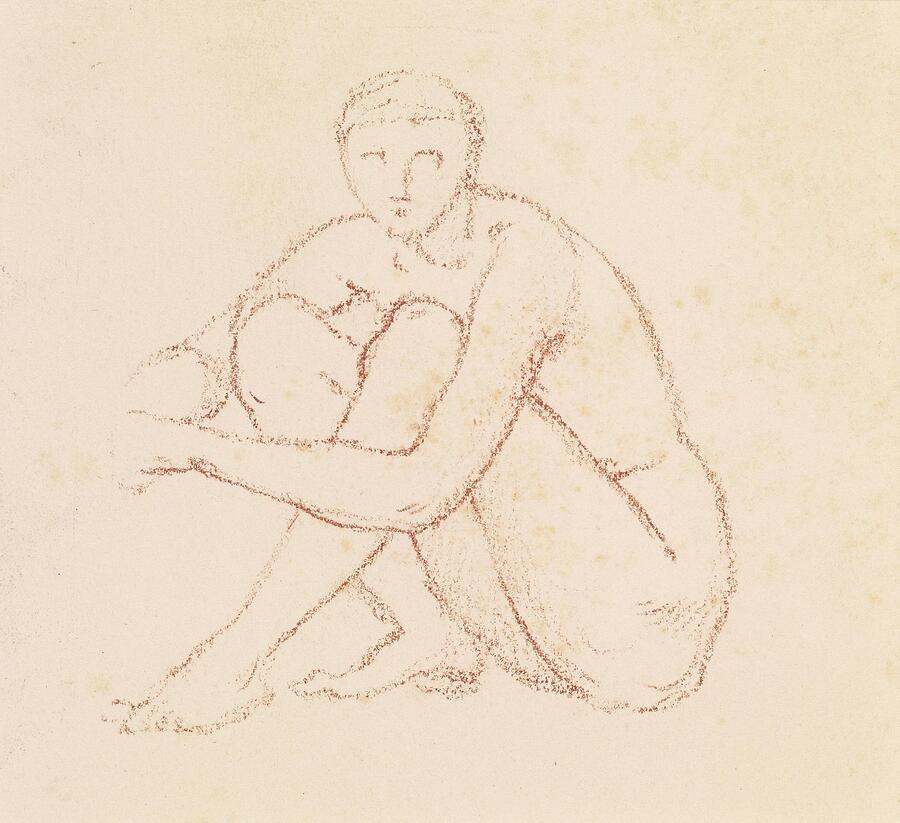 Sketch Painting - Female Nude  Study of a seated Figure by Sir Edward Coley BurneJones English