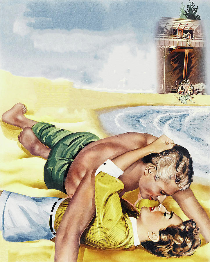 Joan Crawford Painting - Female on the Beach, 1955, movie poster painting by Movie World Posters
