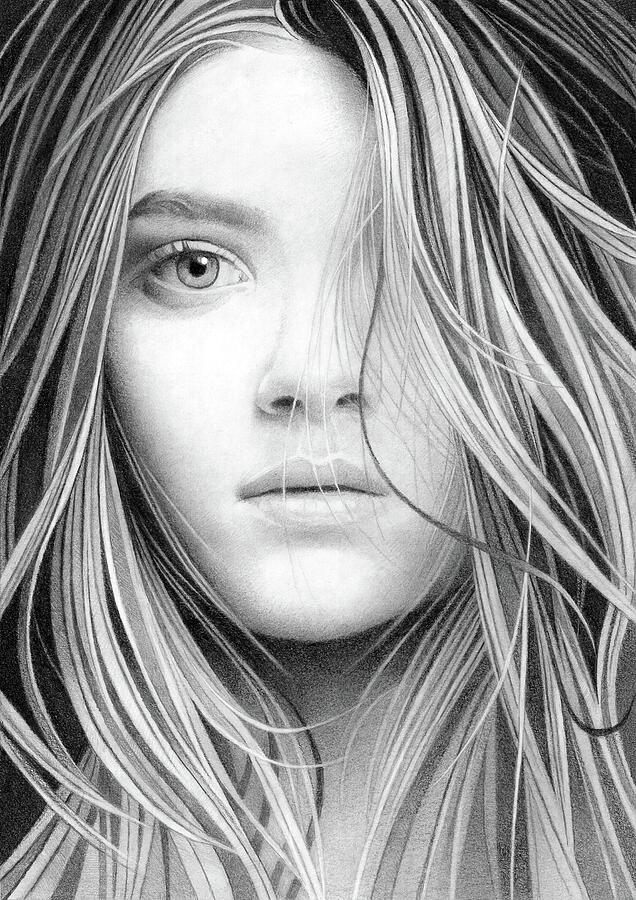 Female Portrait Pencil Drawing 107 Drawing by Matthew Hack - Fine Art ...