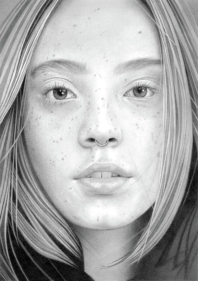 Female Portrait Pencil Drawing 85 Drawing by Matthew Hack - Fine Art ...