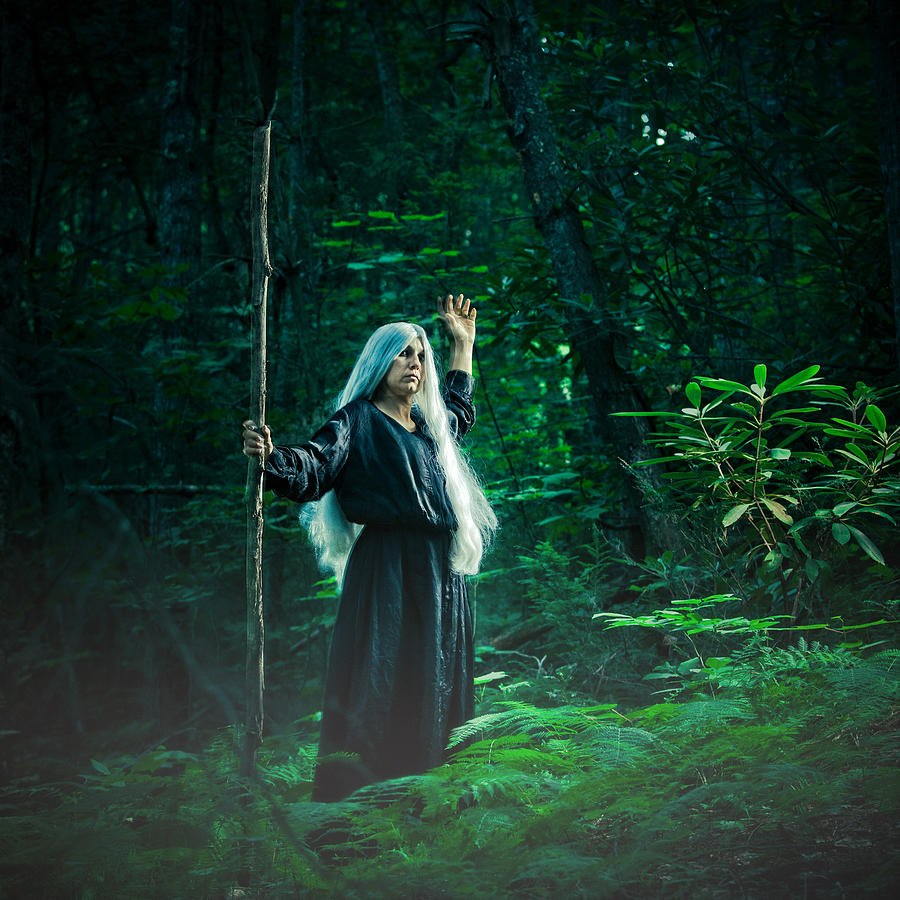 Female Sorcerer In The Woods Photograph by Thepalmer
