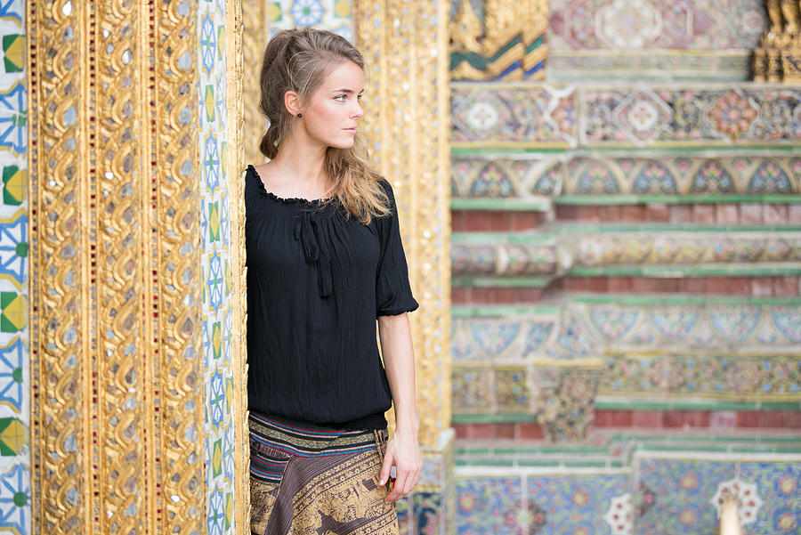 Female Tourist at the Grand Palace in Bangkok, Thailand Photograph by 4fr