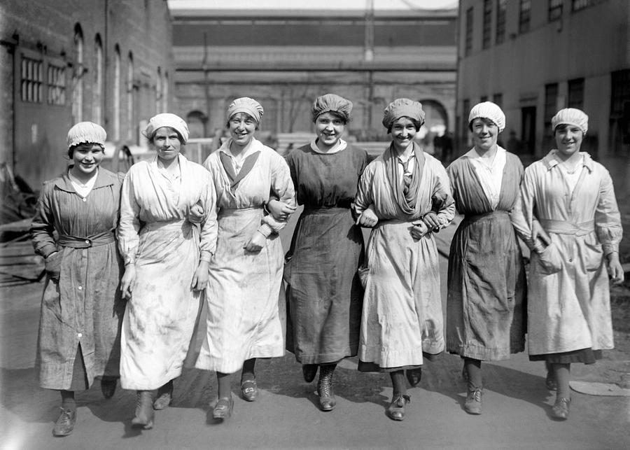 Female Workers At A Shipbuilding Yard - Scotland WW1 1917 Photograph by War Is Hell Store