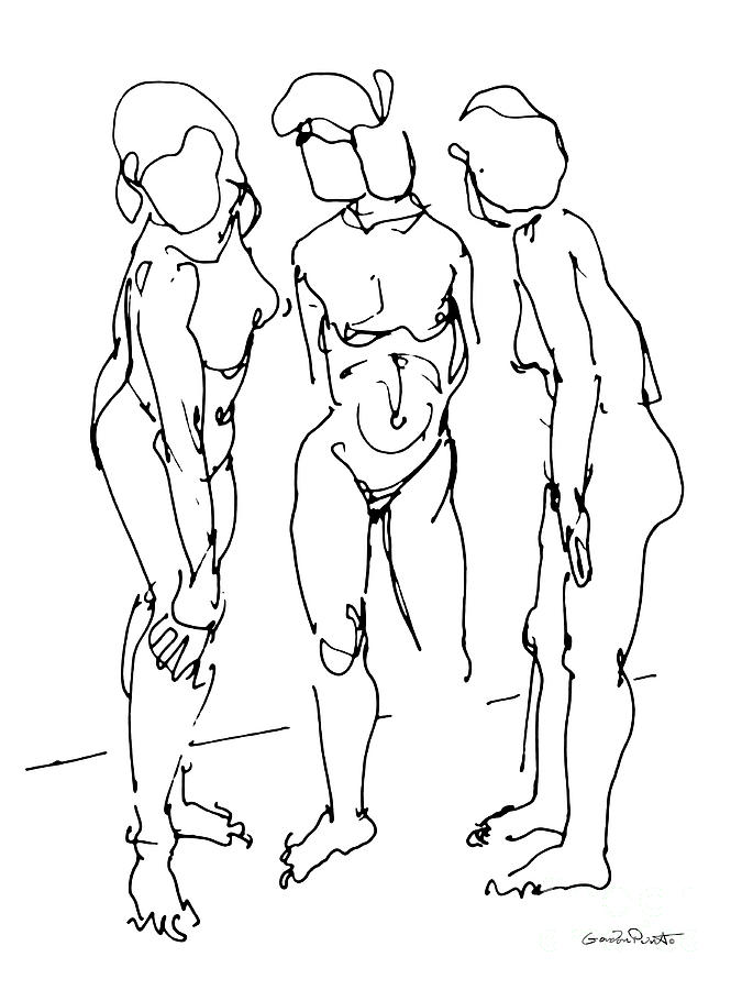 Female Gesture Drawings 35-1 Vertical Drawing by Gordon Punt