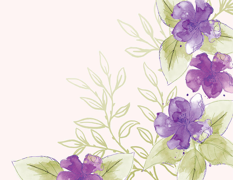 Feminine Watercolor Flowers Background Drawing by Diane555