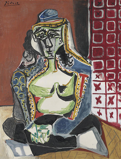 Femme accroupie au costume turc - 1955 Painting by Pablo Picasso - Fine ...