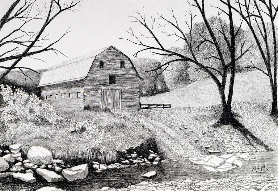 Femme Osage Valley Barn Drawing by Garry McMichael