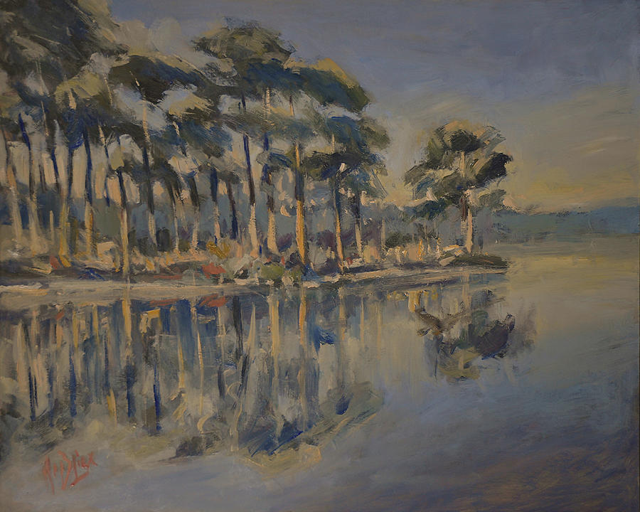Fen with pine trees Painting by Nop Briex