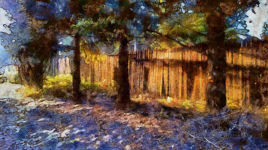 Fence at Sunset Painting by Robert Bissett