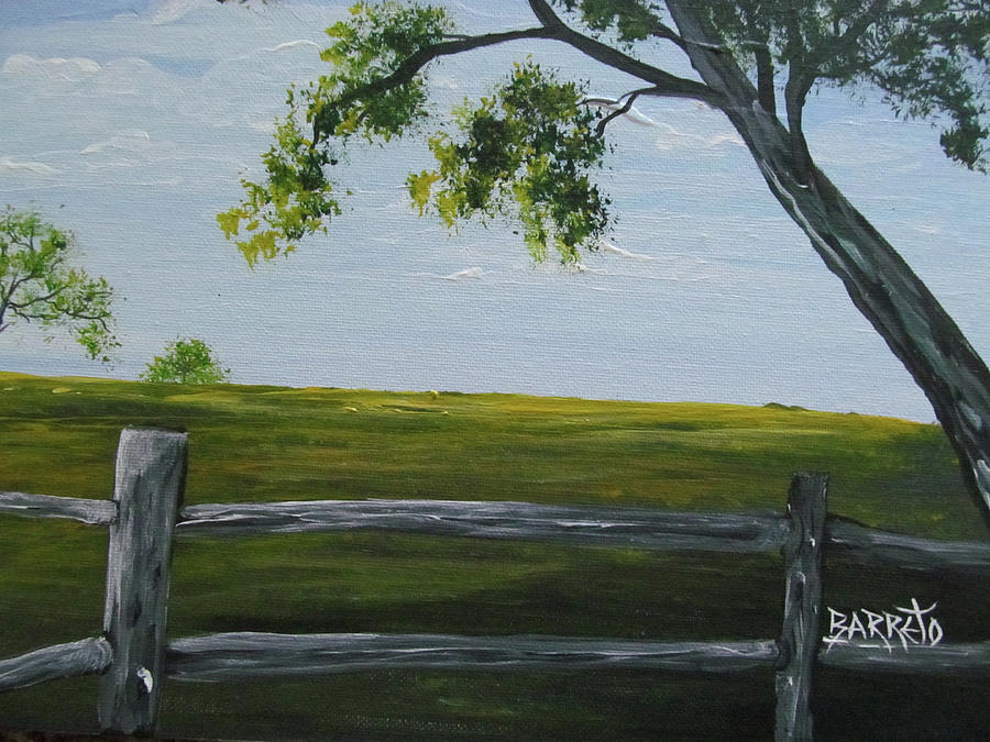 Fenced In Painting by Gloria E Barreto-Rodriguez
