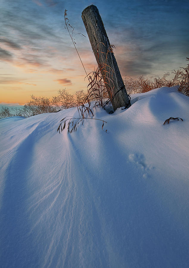 Fencepost in the Snow Photograph by Dan Jurak