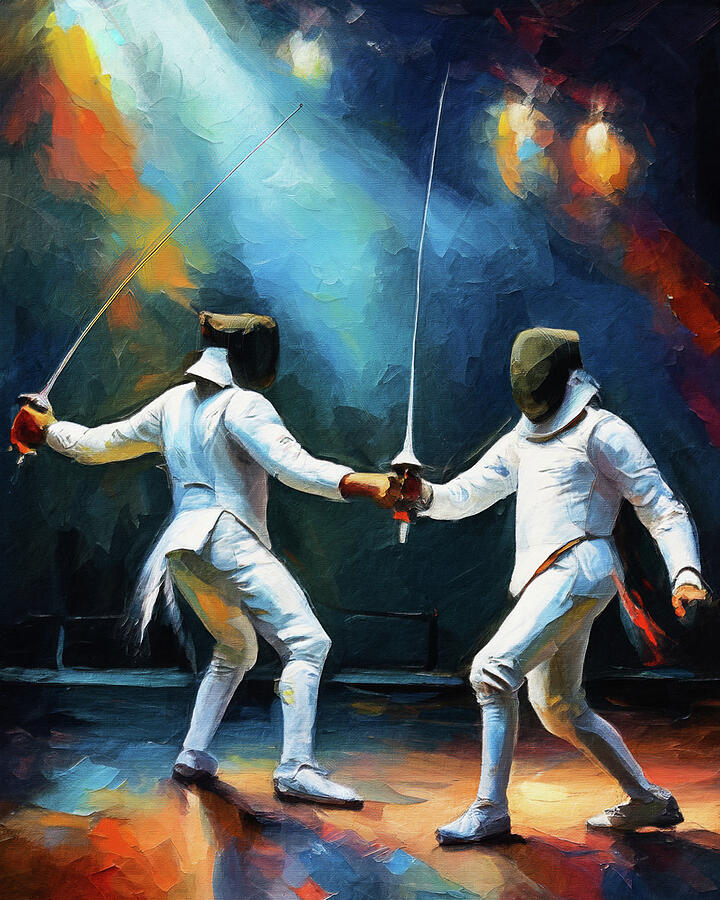 Fencing Competition Color Painting by Dan Sproul Fencing Competition Color Painting by Dan Sproul