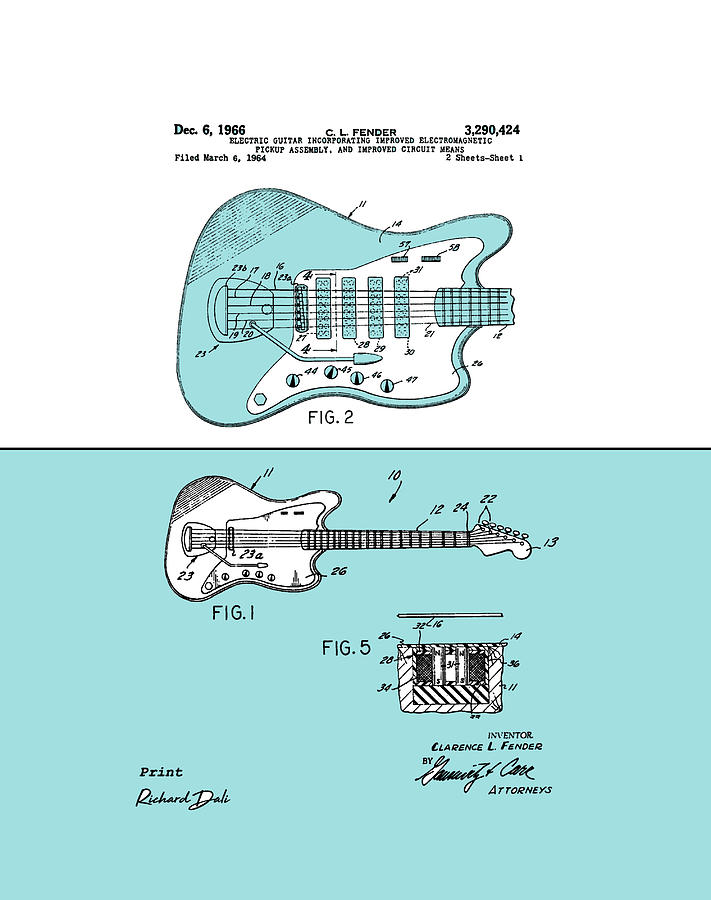 Fender Jaguar Guitar Patent - sky Digital Art by Richard Dali - Fine ...