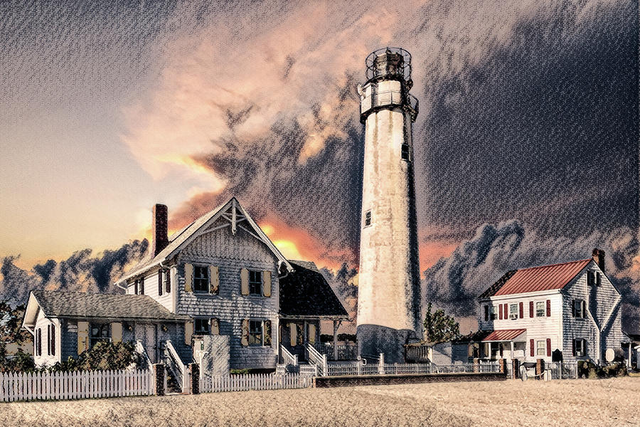 Fenwick Island Lighthouse Charcoal Sketch Photograph by Bill Swartwout