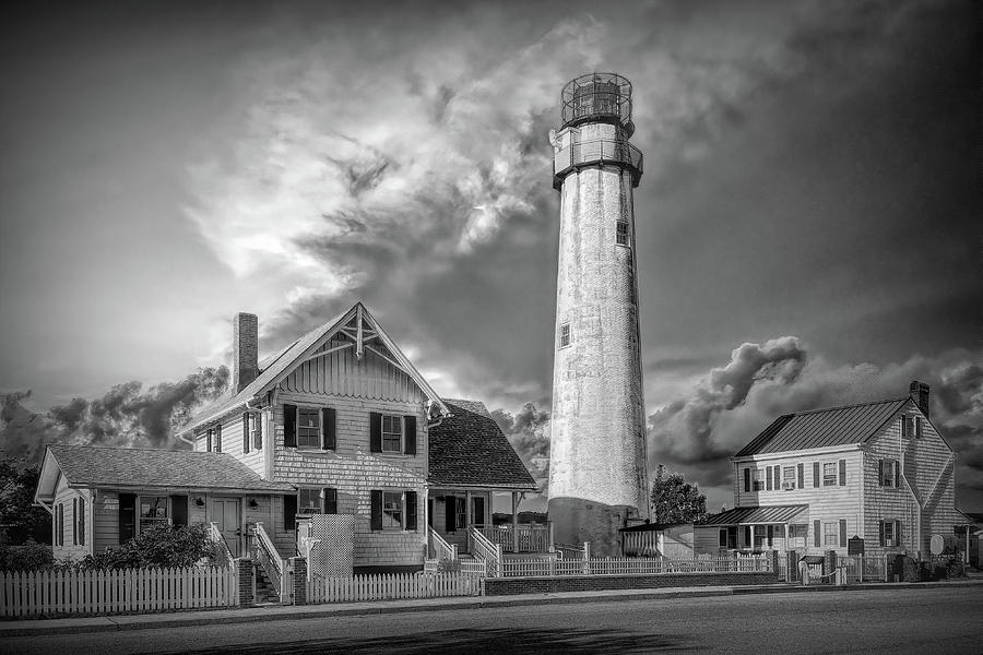 Fenwick Island Lighthouse in Black and White Photograph by Bill Swartwout