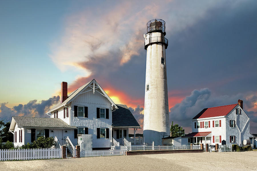 Fenwick Island Lighthouse on the Beach Photograph by Bill Swartwout