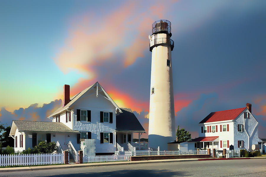 Fenwick Island Lighthouse Sunset Abstract Photograph by Bill Swartwout