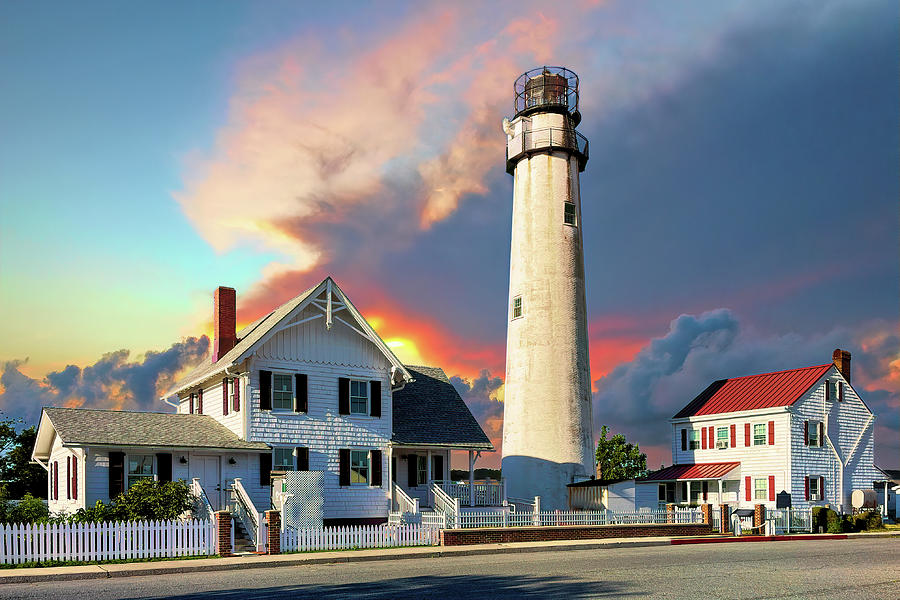 Fenwick Island Lighthouse with Vibrant Sky Photograph by Bill Swartwout