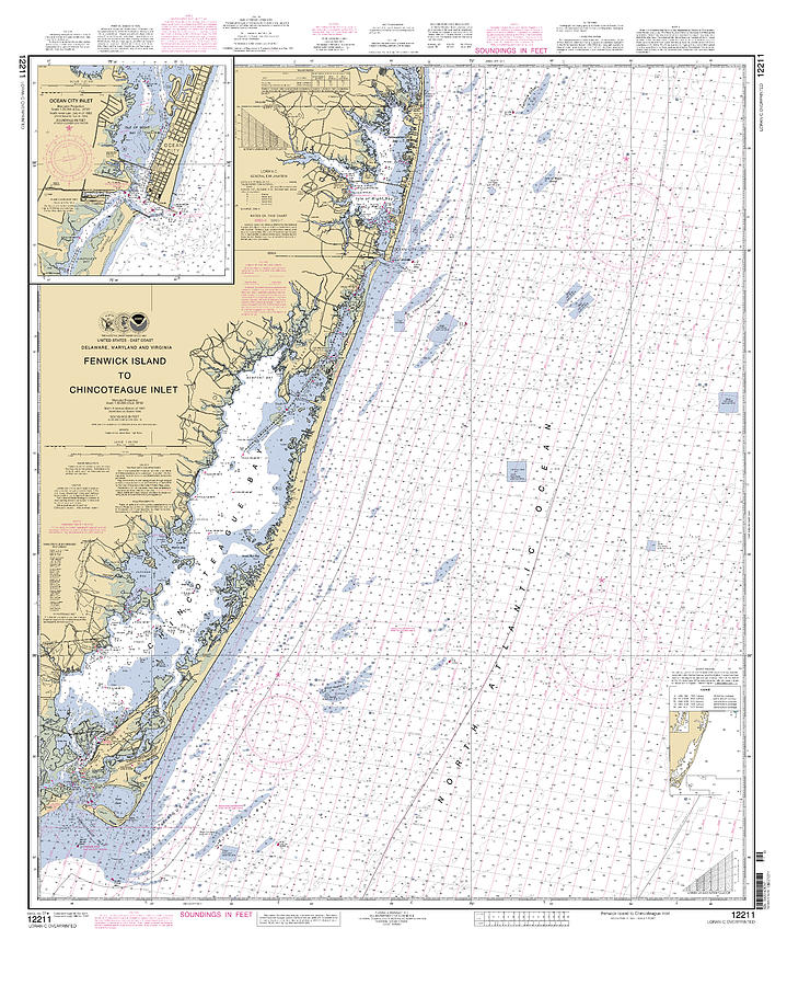 Fenwick Island to Chincoteague Inlet, NOAA Chart 12211 Digital Art by Nautical Chartworks