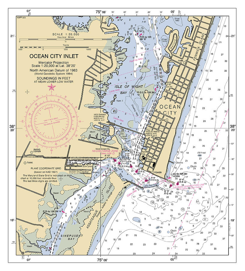 Fenwick Island to Chincoteague Inlet, NOAA Chart 12211_2 Digital Art by Nautical Chartworks