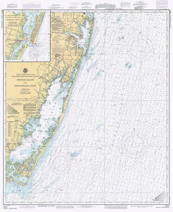 Fenwick Island to Chincoteague Inlet Vintage 1987, NOAA Chart 12211 Digital Art by Nautical Chartworks