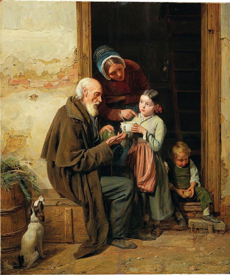 Ferdinand Georg Waldmuller 1793 1865 The Charitable Gift Painting