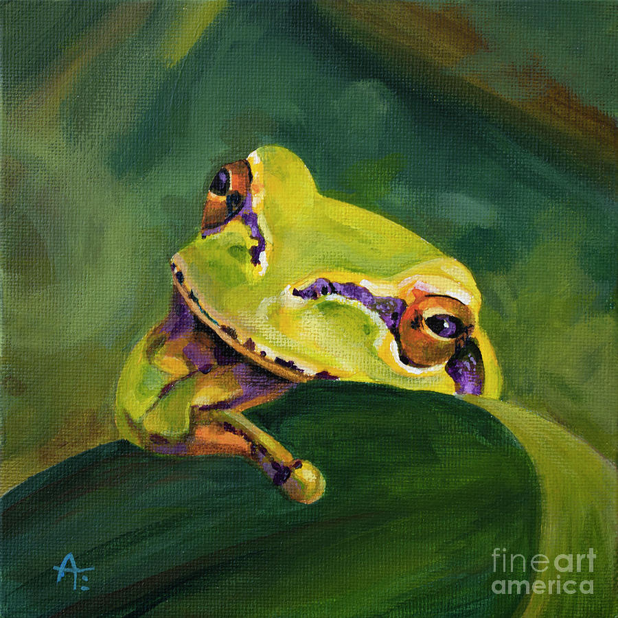 Fergy - Frog painting Painting by Annie Troe