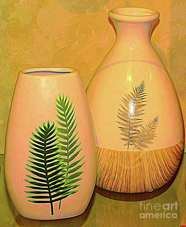Fern Frond Vases Abstract Expressionism Effect Photograph by Rose Santuci-Sofranko