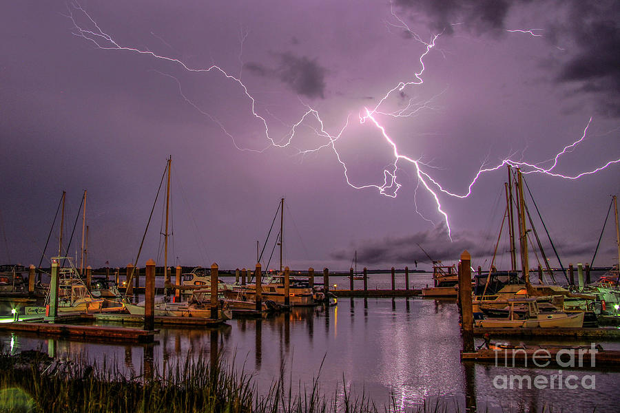 Fernandina Harbor Lightning Photograph by Scott Moore