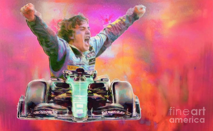 Fernando Alonso and his Aston Martin Painting by Painted In Style ...