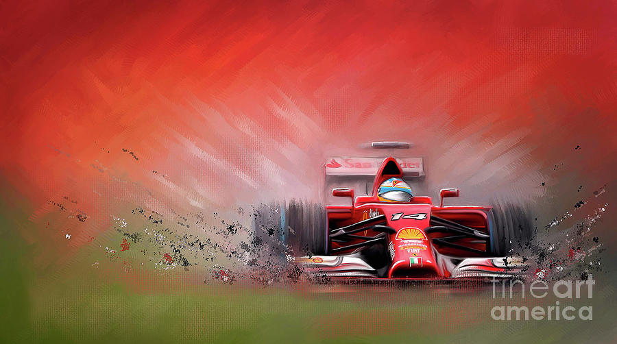 Fernando Alonso Ferrari Formula One Digital Art By Linton Hart Fine