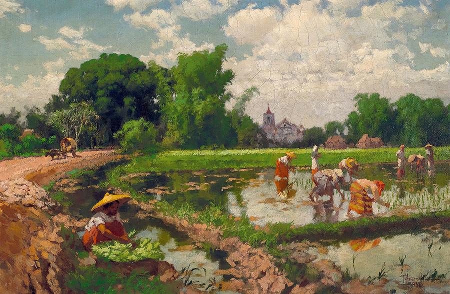 Fernando Cueto Amorsolo, planting rice Painting by Dan Hill Galleries ...