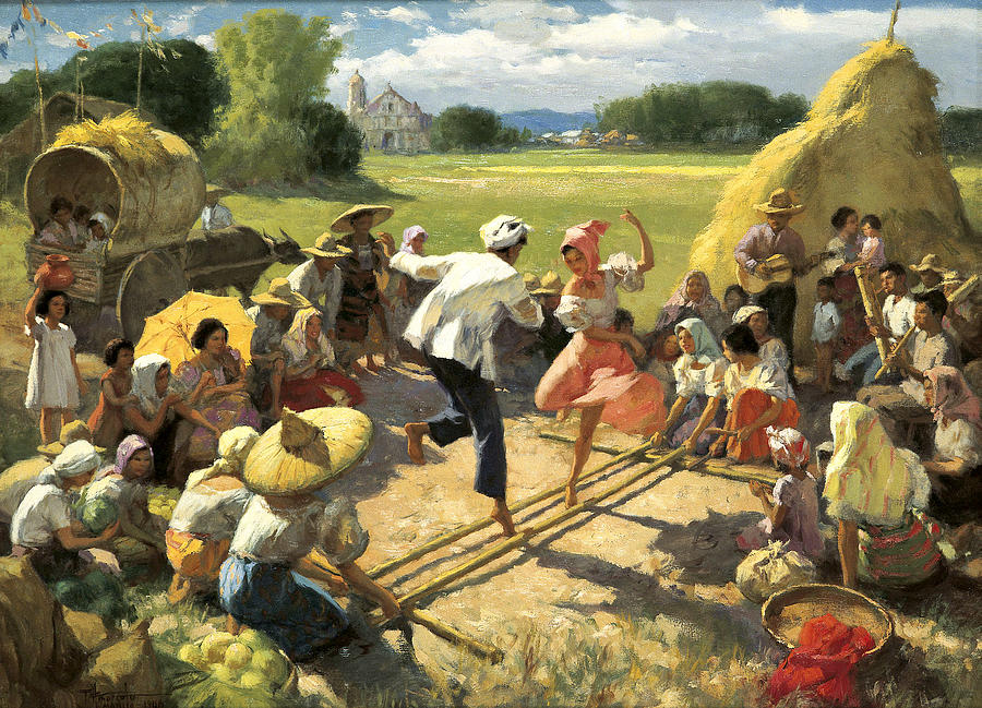 Fernando Cueto Amorsolo The Tinikling Painting By Dan Hill Galleries   Fernando Cueto Amorsolo The Tinikling Dan Hill Galleries 