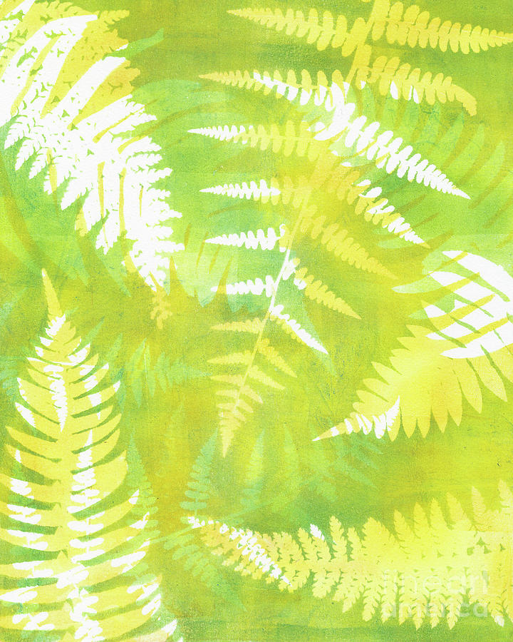Ferns in Yellow and Green Painting by Kristine Anderson