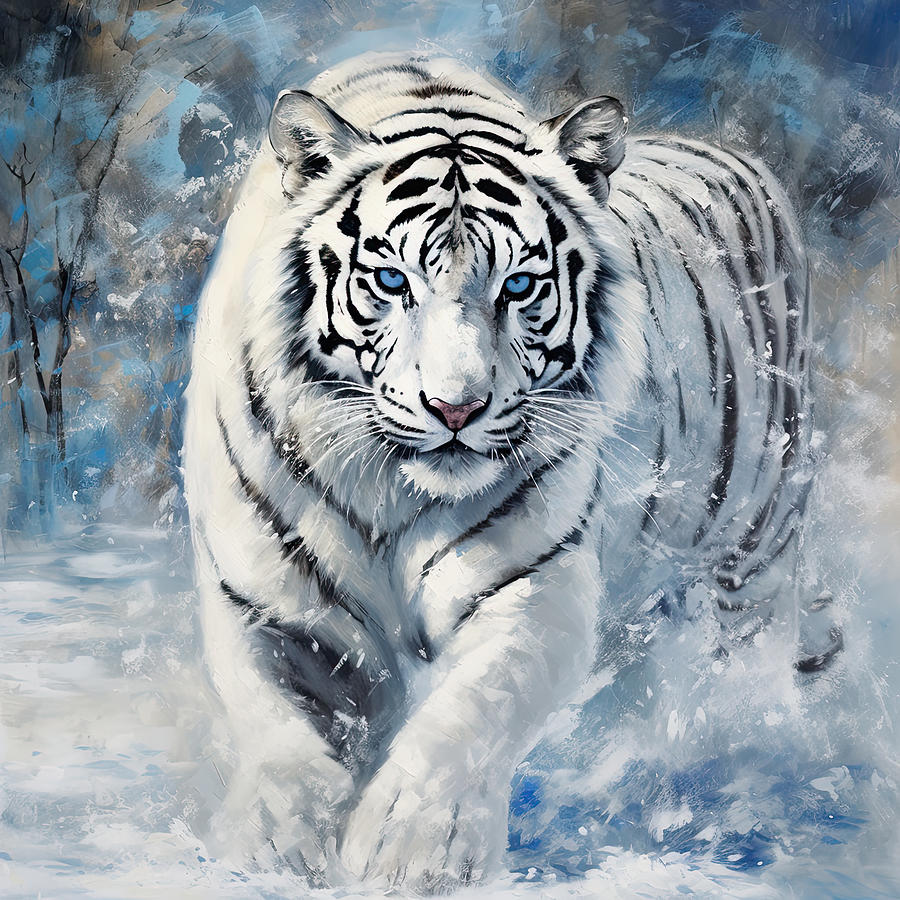 Ferocious Beauty - White Tiger Art Photograph by Lourry Legarde