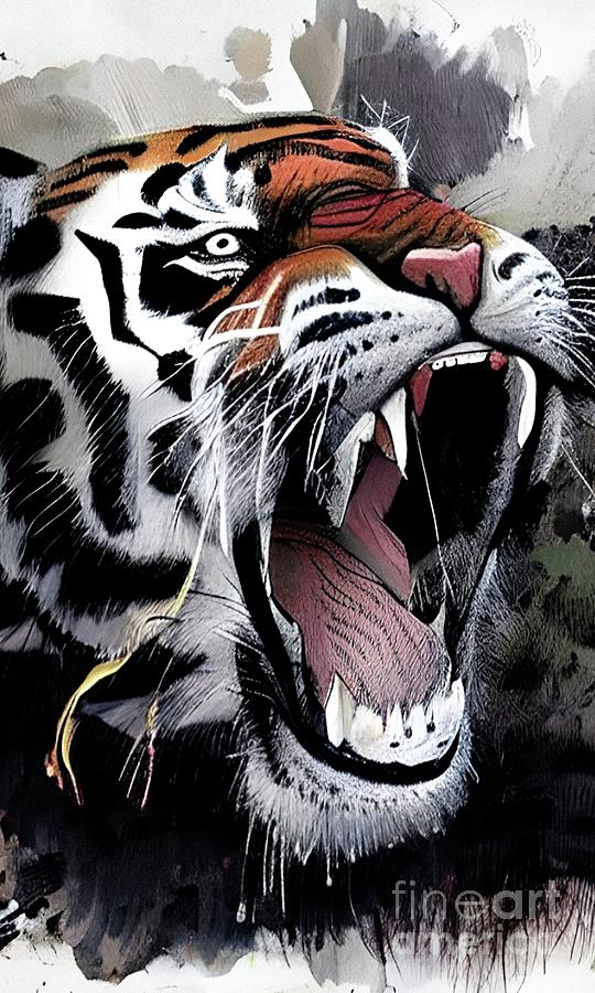 Ferocious tiger Digital Art by Chris Bee