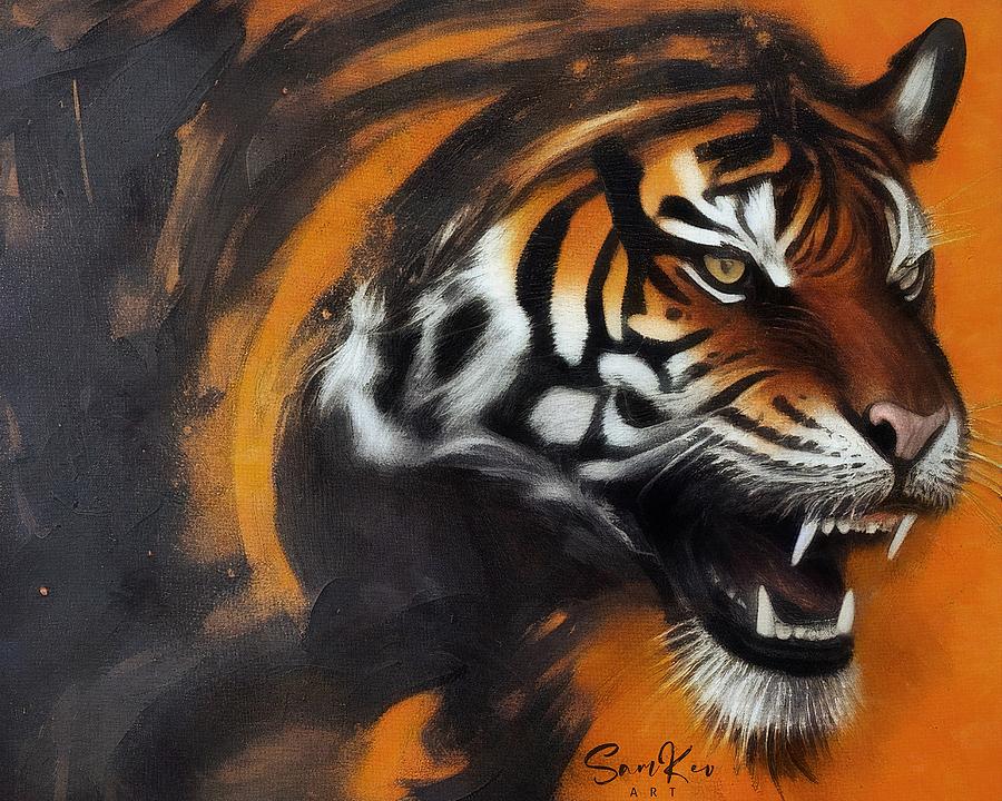 Ferocious tiger Digital Art by Samuel HUYNH - Pixels