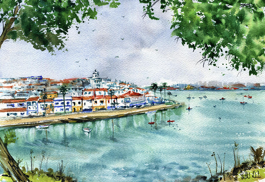 Ferragudo Portugal Painting Painting by Dora Hathazi Mendes