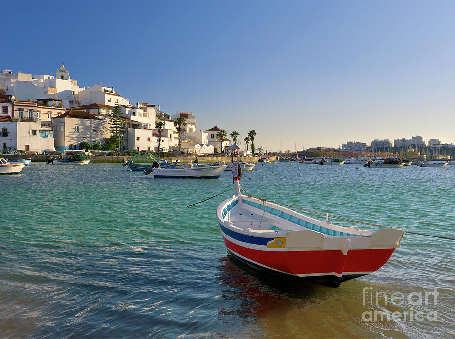 Ferragudo with a red fishing boat, Portugal Photograph by Mikehoward Photography