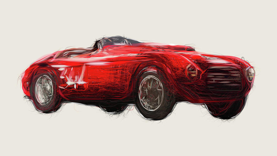 Ferrari 166 MM Drawing Digital Art by CarsToon Concept