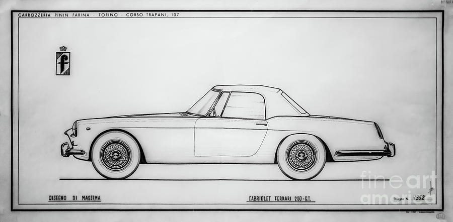 Ferrari 250 GTC Original Blueprint Drawing by M G Whittingham