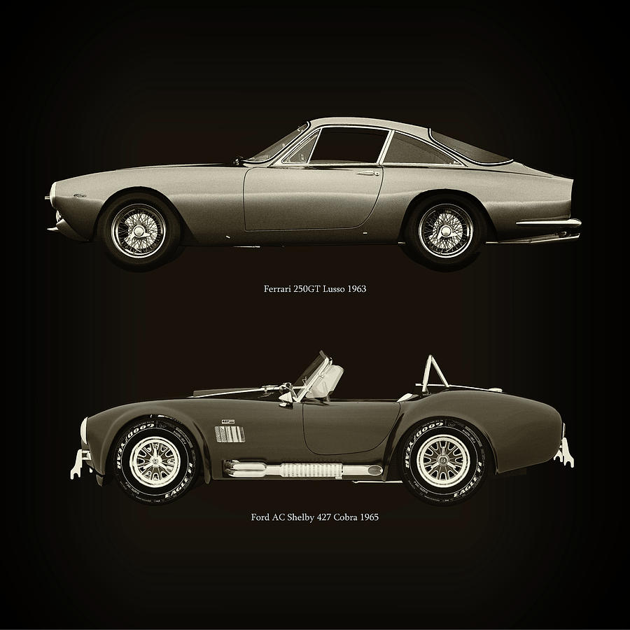 Ferrari 250GT Lusso 1963 and Ford AC Shelby 427 Cobra 1965 Photograph by Jan Keteleer