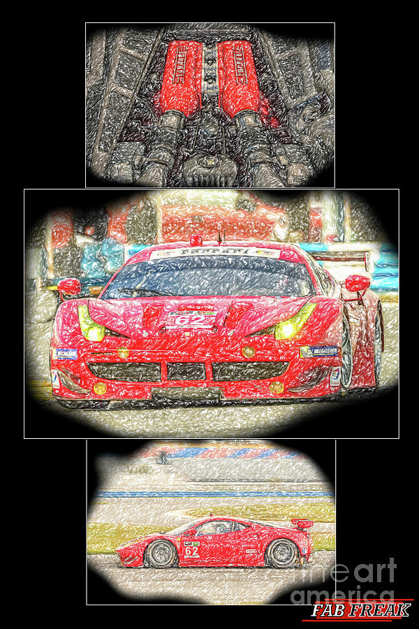 Ferrari 458 race sketch Drawing by Darrell Foster