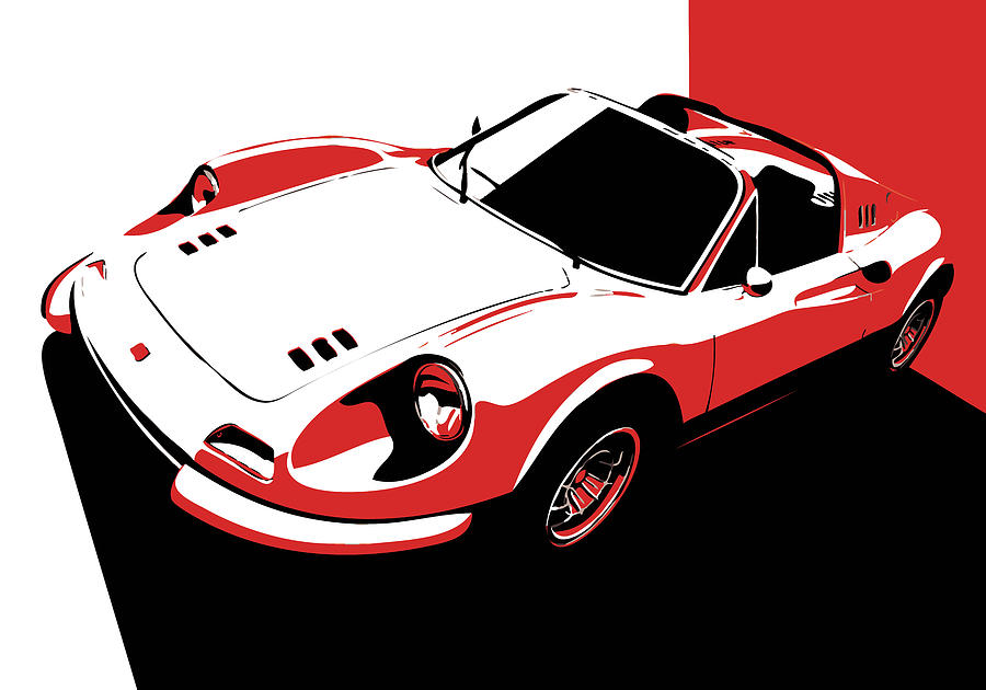 Car Digital Art - Ferrari Dino - Classic Italian Sports Car by Thespeedart