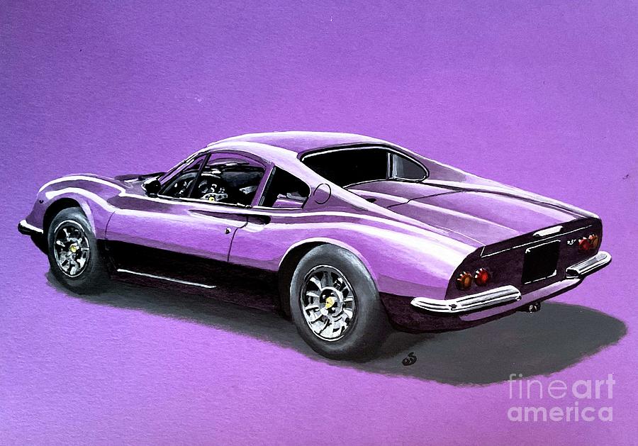 Ferrari Dino Purple Acrylic Painting Painting by Moospeed Art
