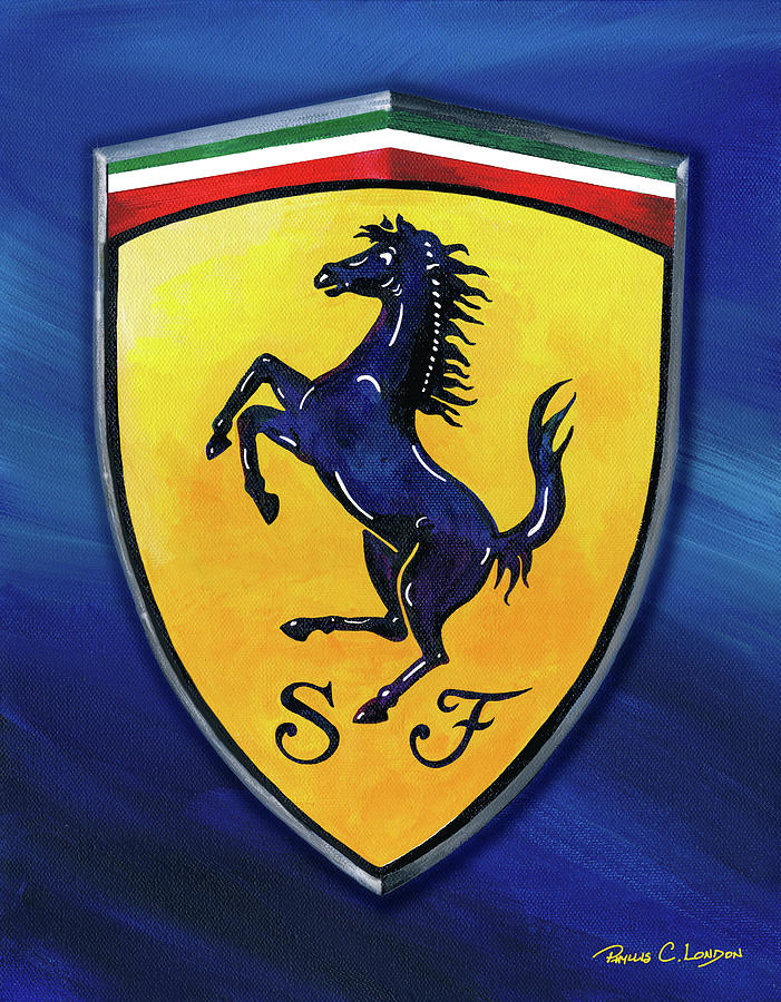 Ferrari Emblem Blue Painting by Phyllis London