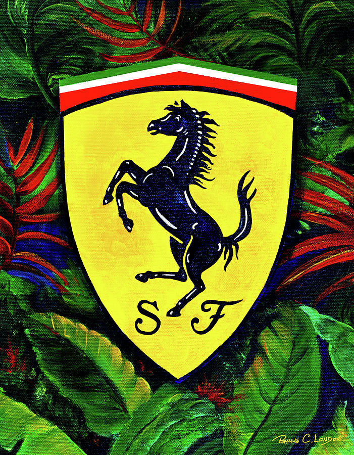 Ferrari Emblem Tropical Painting by Phyllis London
