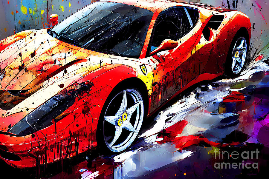 Ferrari Italian Sportscar In Modern Art 20221124b Mixed Media by Wingsdomain Art and Photography